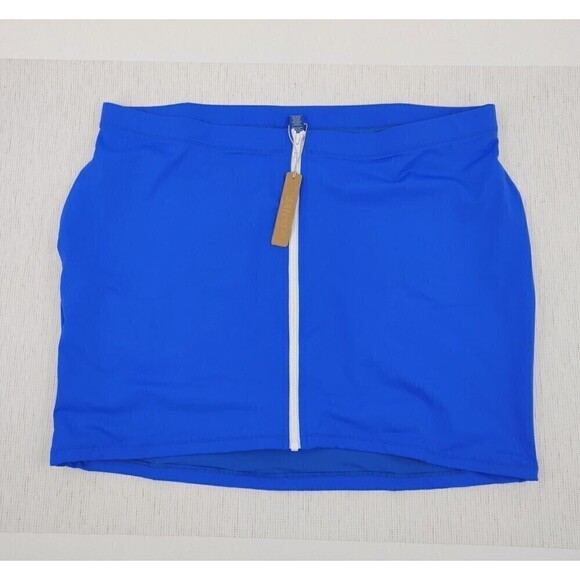 Skims Swim Sporty Mini Skirt Womens 3X Cobalt Front Zipper - Picture 1 of 15